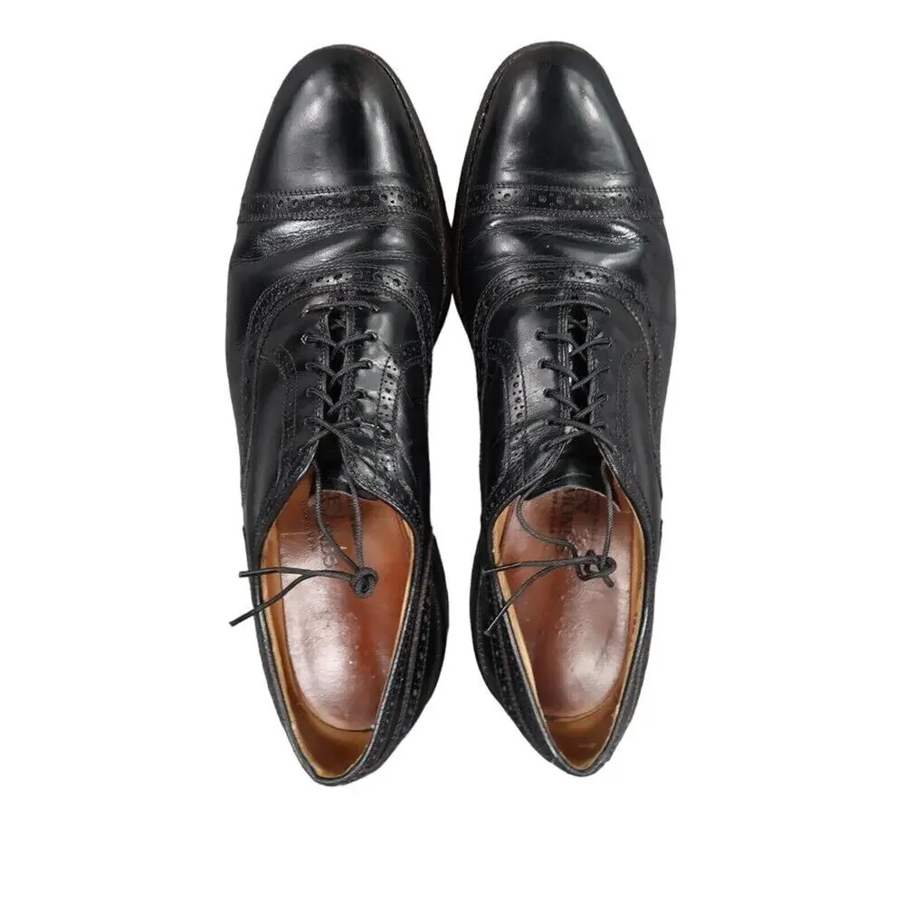 Allen Edmonds Shoes Mens 11 Oxford Leather Black Classic Brogue Cap Toe Formal